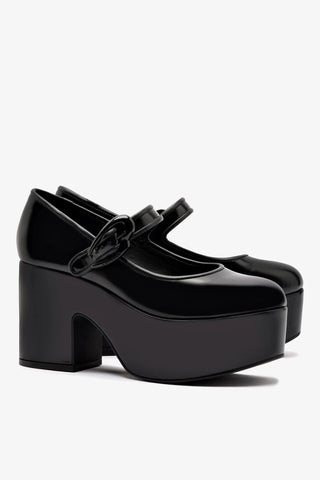 Scarpin Plataforma Verona Couro Preto Pump Larroudé