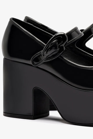 Scarpin Plataforma Verona Couro Preto Pump Larroudé