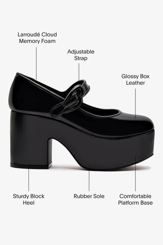 Scarpin Plataforma Verona Couro Preto Pump Larroudé