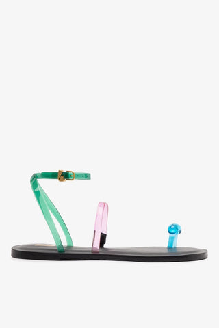 Flat Biarritz Jelly Vinil Rosa, Verde e Azul Flat Larroudé