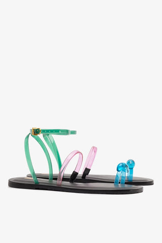 Flat Biarritz Jelly Vinil Rosa, Verde e Azul Flat Larroudé