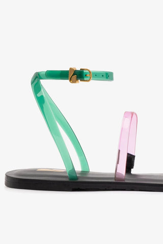 Flat Biarritz Jelly Vinil Rosa, Verde e Azul Flat Larroudé
