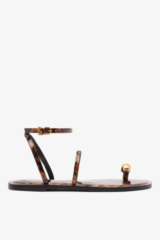 Flat Biarritz Couro Tortoise Flat - Sandal Larroudé