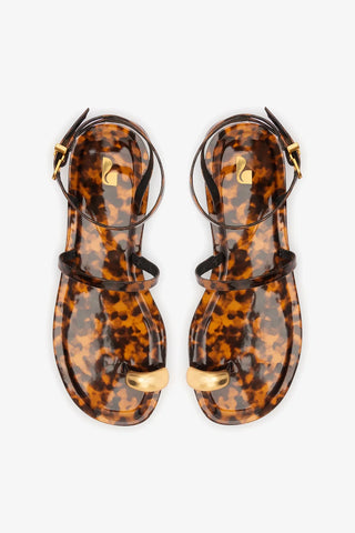 Flat Biarritz Couro Tortoise Flat - Sandal Larroudé