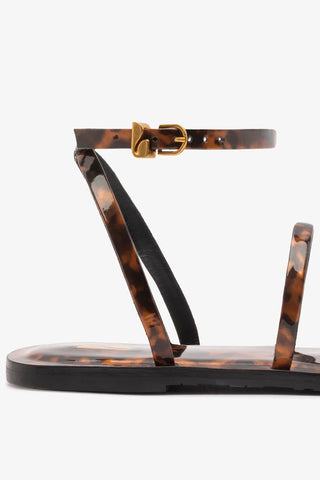 Flat Biarritz Couro Tortoise Flat - Sandal Larroudé