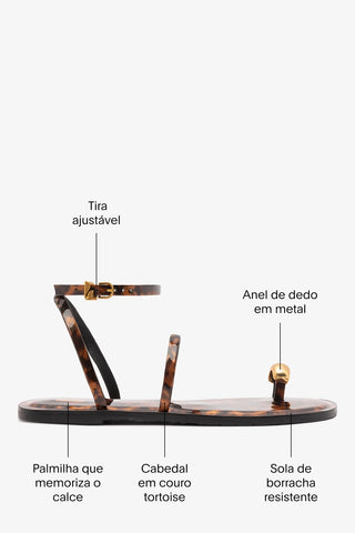 Flat Biarritz Couro Tortoise Flat - Sandal Larroudé