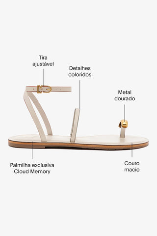 Flat Biarritz Couro Off White Flat Sandal Larroudé