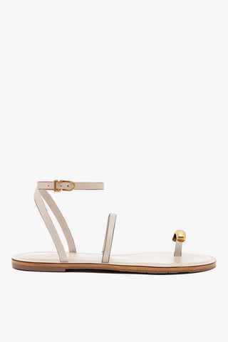 Flat Biarritz Couro Off White Flat Sandal Larroudé