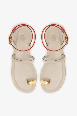 Flat Biarritz Couro Off White Flat Sandal Larroudé