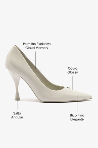 Scarpin Stone Couro Cinza Pump Larroudé