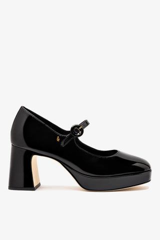Scarpin Plataforma Blair Couro Verniz Preto Pump Larroudé