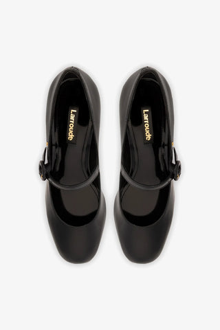 Scarpin Plataforma Blair Couro Verniz Preto Pump Larroudé