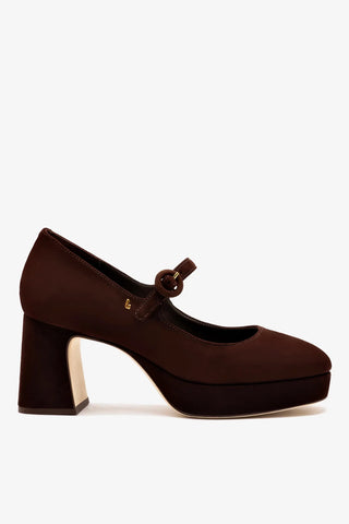 Scarpin Plataforma Blair Camurça Marrom Pump Larroudé