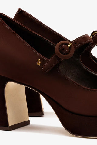 Scarpin Plataforma Blair Camurça Marrom Pump Larroudé
