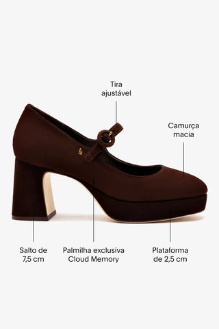 Scarpin Plataforma Blair Camurça Marrom Pump Larroudé
