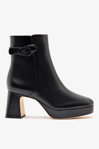 Bota Plataforma Dolly Verona Low Couro Preto Boot Larroudé