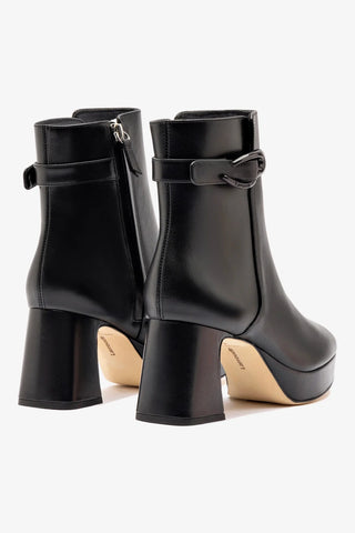 Bota Plataforma Dolly Verona Low Couro Preto Boot Larroudé