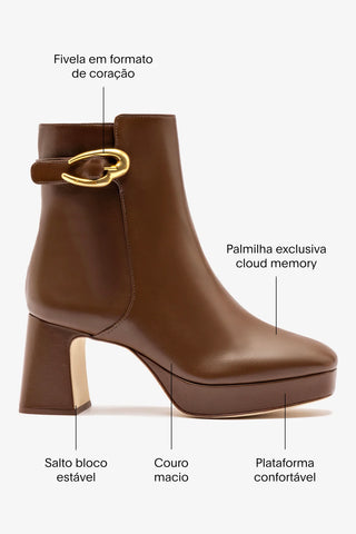 Bota Plataforma Dolly Verona Low Couro Marrom Boot Larroudé