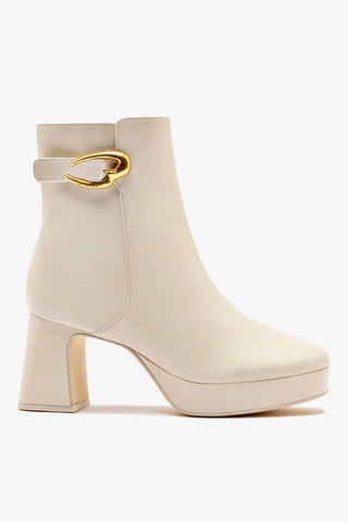 Bota Plataforma Dolly Verona Low Couro Off White Boot Larroudé