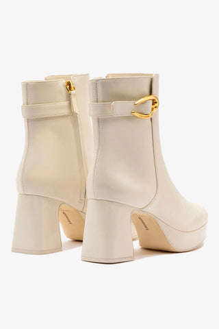 Bota Plataforma Dolly Verona Low Couro Off White Boot Larroudé
