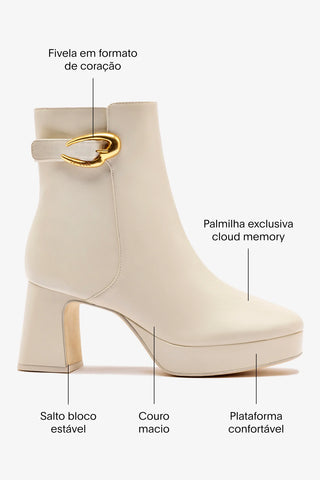 Bota Plataforma Dolly Verona Low Couro Off White Boot Larroudé