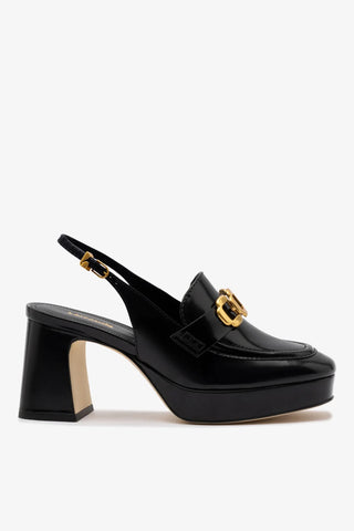 Slingback Plataforma Harrington Low Couro Preto Pump Larroudé