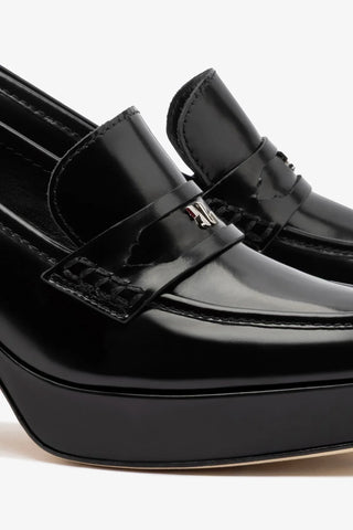 Mocassim Plataforma Suki Couro Preto Pump Larroudé