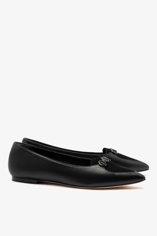 Sapatilha Audrey Camurça Preto e Couro Preto Ballerina Larroudé