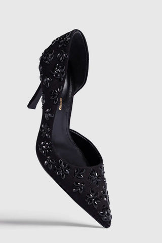 Larroudé x CPPXO: Scarpin D'Orsay Jeans e Cristais Preto Pump Larroudé x CPPXO