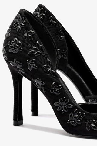 Larroudé x CPPXO: Scarpin D'Orsay Jeans e Cristais Preto Pump Larroudé x CPPXO