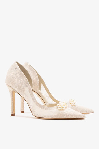 Larroudé x Markarian: Scarpin D'Orsay Renda Branco Pump Larroudé x Markarian