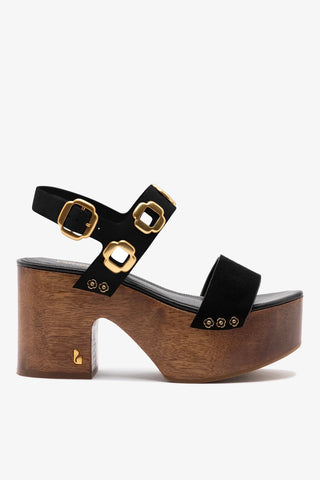 Sandália Plataforma Miso Camurça Preto Sandal Larroudé