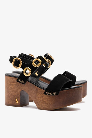 Sandália Plataforma Miso Camurça Preto Sandal Larroudé