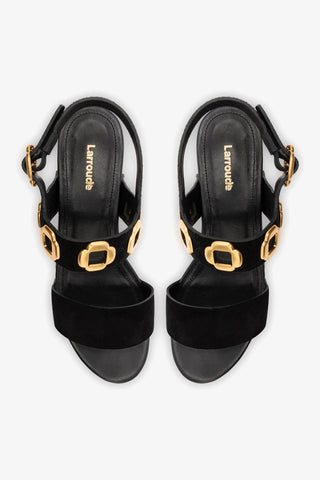 Sandália Plataforma Miso Camurça Preto Sandal Larroudé