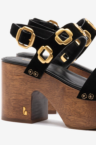 Sandália Plataforma Miso Camurça Preto Sandal Larroudé