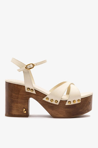Sandália Plataforma Talitha Couro Off White Sandal Larroudé