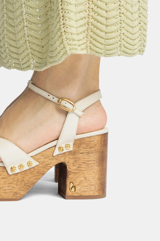 Sandália Plataforma Talitha Couro Off White Sandal Larroudé