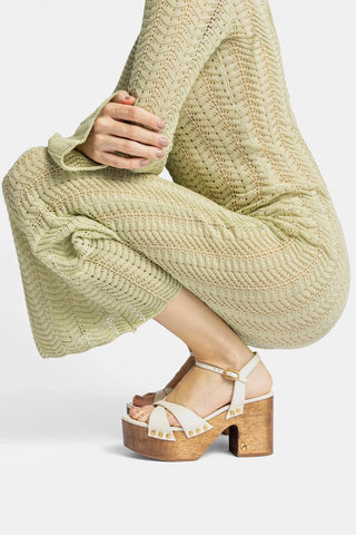 Sandália Plataforma Talitha Couro Off White Sandal Larroudé