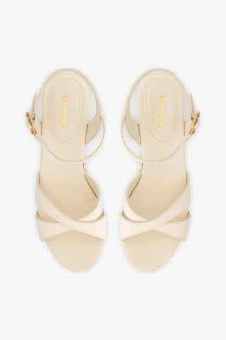 Sandália Plataforma Talitha Couro Off White Sandal Larroudé