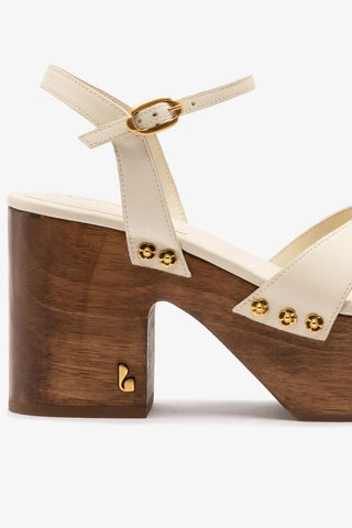 Sandália Plataforma Talitha Couro Off White Sandal Larroudé