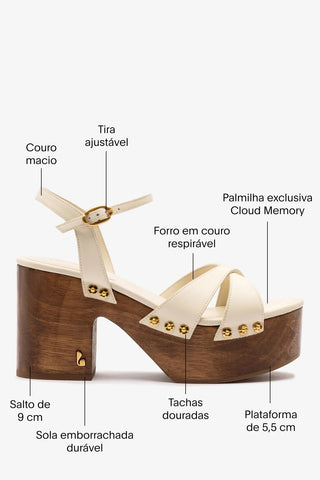 Sandália Plataforma Talitha Couro Off White Sandal Larroudé