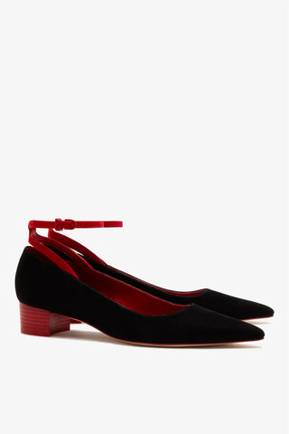 Larroudé x CPPXO: Scarpin Camurça Preto e Vermelho Pump Larroudé x CPPXO