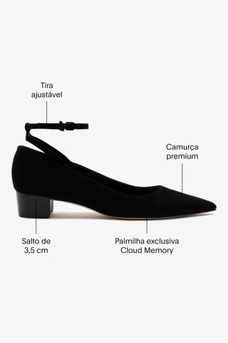 Larroudé x CPPXO: Scarpin Camurça Preto Pump Larroudé x CPPXO
