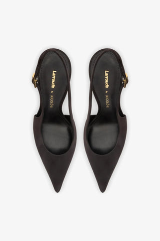 Larroudé x Nicolò B.: Slingback Grace Cetim Preto Pump Larroudé x Nicolò Beretta