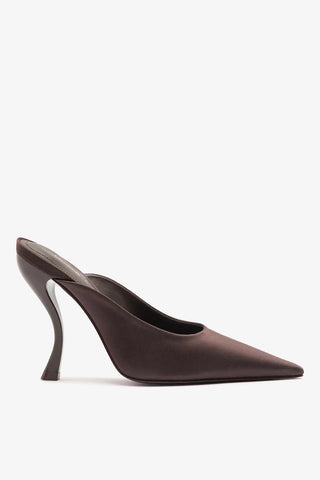 Larroudé x Nicolò B.: Mule Inna Cetim Marrom Mule Larroudé x Nicolò Beretta
