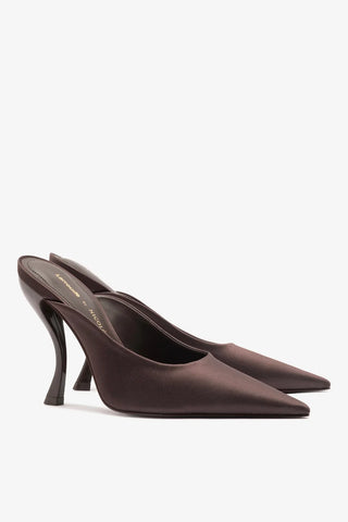 Larroudé x Nicolò B.: Mule Inna Cetim Marrom Mule Larroudé x Nicolò Beretta