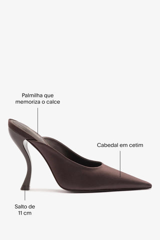Larroudé x Nicolò B.: Mule Inna Cetim Marrom Mule Larroudé x Nicolò Beretta