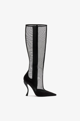 Larroudé By Nicolò B.: Bota Zuzu Cetim e Tela Preto Boot Larroudé x Nicolò Beretta