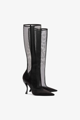 Larroudé By Nicolò B.: Bota Zuzu Cetim e Tela Preto Boot Larroudé x Nicolò Beretta