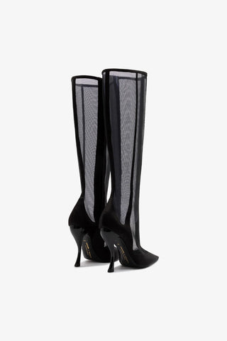 Larroudé By Nicolò B.: Bota Zuzu Cetim e Tela Preto Boot Larroudé x Nicolò Beretta